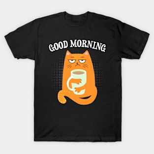 Funny cats good morning design T-Shirt